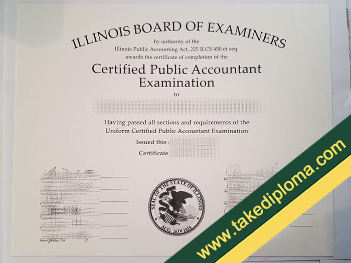 Illinois CPA fake diploma, fake Illinois CPA certificate