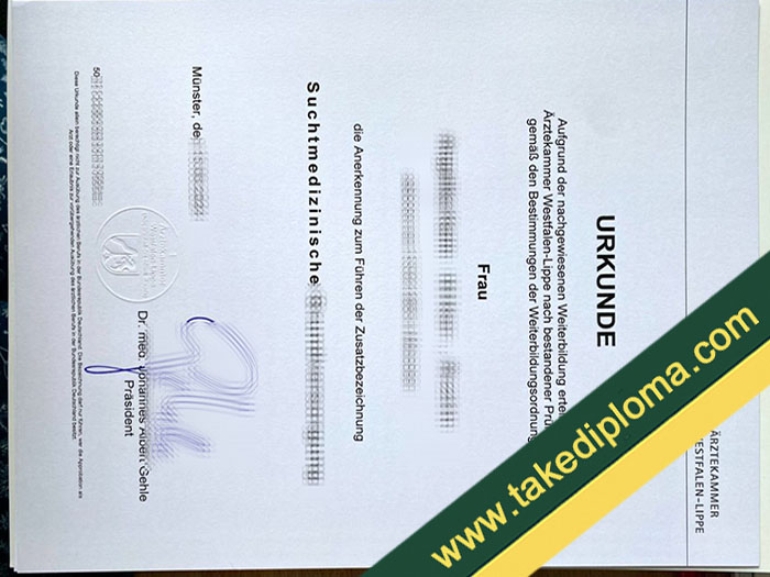 Ärztekammer Westfalen-Lippe fake diploma, Ärztekammer Westfalen-Lippe fake certificate, fake Ärztekammer Westfalen-Lippe urkunde