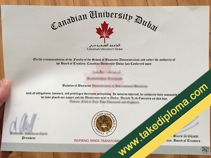 Canadian University Dubai fake diploma, Canadian University Dubai fake degree, fake Canadian University Dubai certificate transcript